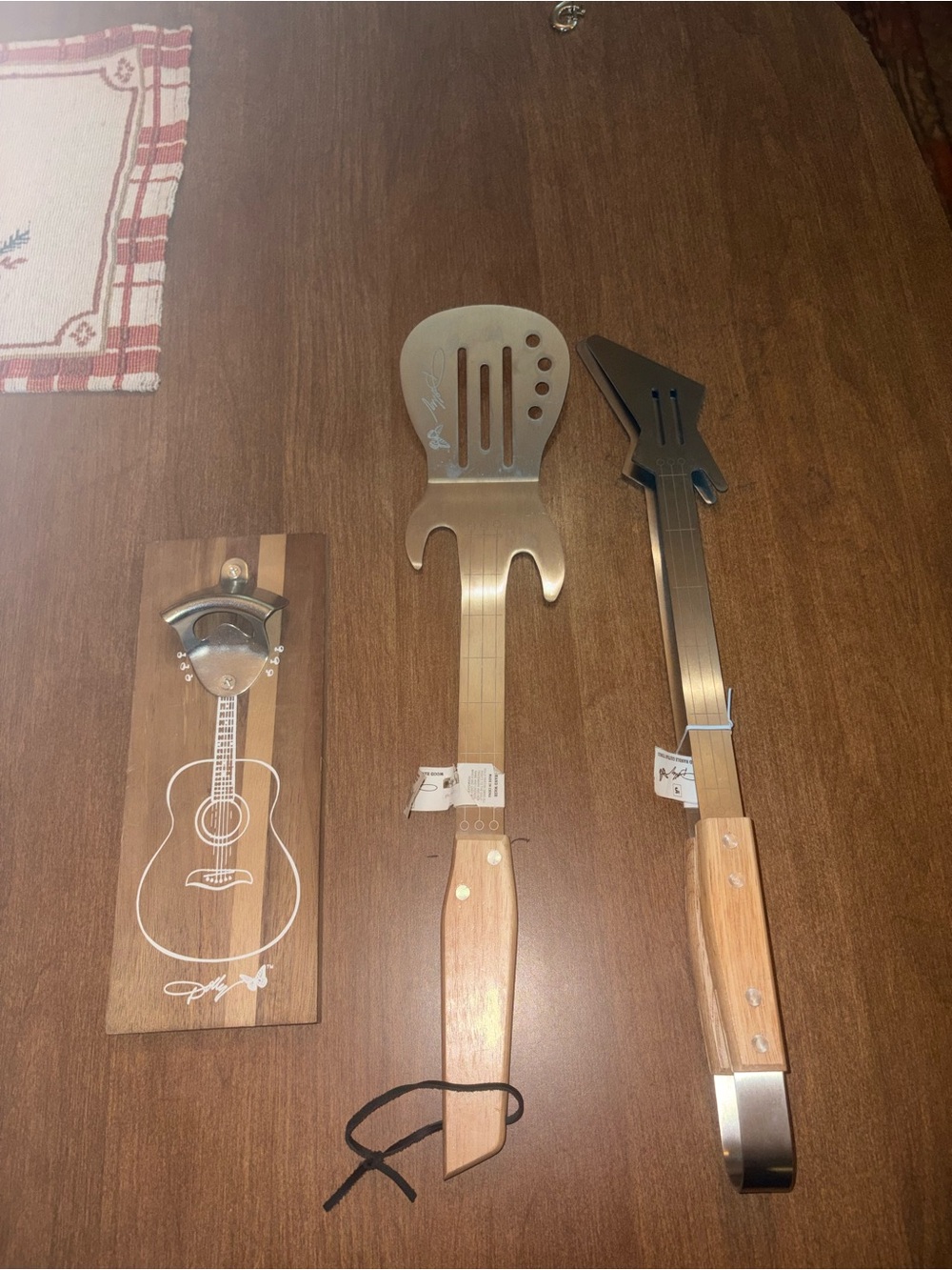 Dolly Parton Guitar Kitchen Utensil Lot Spatula-Tongs-Bottle Opener